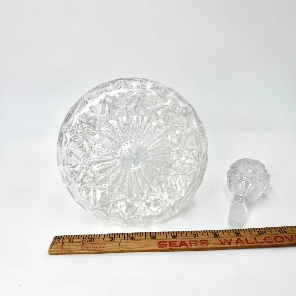 Vintage Cut Crystal Ships Decanter Wide Base with Stopper‎ Clear Heavy
